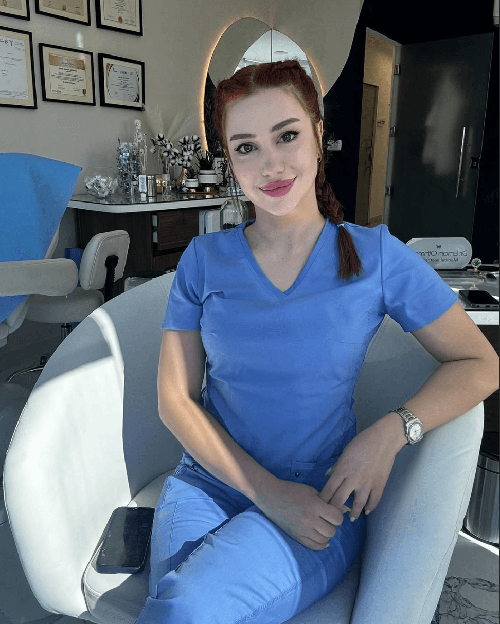 Dr. Eman Othman in her Amman medical aesthetics clinic